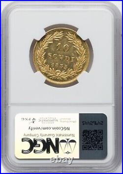 Italy Papal States 1835-b 10 Scudi Gold Coin Uncirculated, Ngc Certified Ms-61