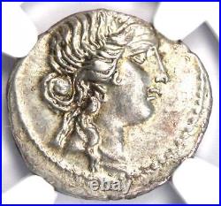 Julius Caesar AR Denarius Silver Coin (48 BC, Venus Head) Certified NGC AU