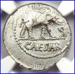 Julius Caesar AR Denarius Silver Elephant Roman Coin 49 BC Certified NGC AU