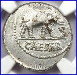 Julius Caesar AR Denarius Silver Elephant Roman Coin 49 BC Certified NGC AU