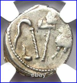 Julius Caesar AR Denarius Silver Elephant Roman Coin 49 BC Certified NGC XF