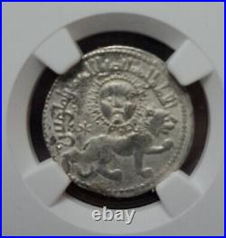 Kaykhusraw II AH639, Lion And Sun Silvas Silver DIRHAM N. G. C. CERTIFIED GRADED