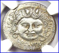 L. Plautius Plancus AR Denarius Medusa Silver Coin 47 BC Certified NGC AU