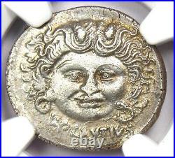 L. Plautius Plancus AR Denarius Medusa Silver Coin 47 BC Certified NGC AU