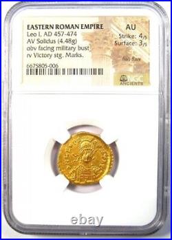 Leo I AV Solidus Gold Roman Coin 457-474 AD Certified NGC AU Rare