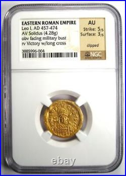 Leo I AV Solidus Gold Roman Coin 457-474 AD. Certified NGC AU Rare