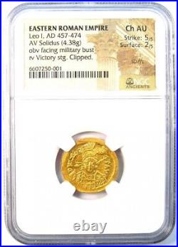 Leo I AV Solidus Gold Roman Coin 457-474 AD Certified NGC Choice AU Rare