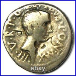 Lepidus and Octavian AR Denarius Coin 42 BC Certified NGC Fine (Certificate)