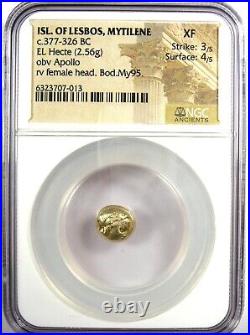 Lesbos Mytilene EL Hecte Apollo Hekte Greek Coin 377 BC Certified NGC XF (EF)