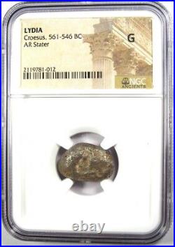 Lydia Kroisos Lion Bull AR Stater Silver Croesus Coin 561 BC. Certified NGC Good