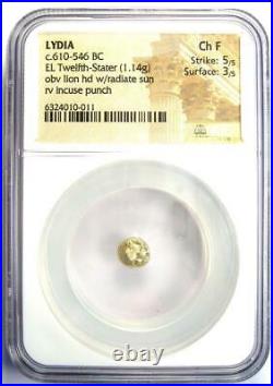 Lydia Lion EL 1/12 Stater Electrum Coin 610 BC Certified NGC Choice Fine