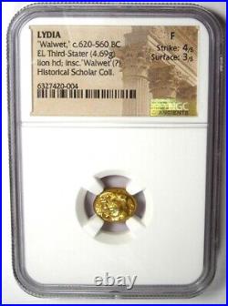 Lydia Lion EL Third Stater Trite Walwet Greek Coin 620 BC Certified NGC Fine