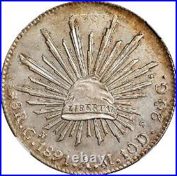 MEXICO CULIACAN 1891-CnAM 8 REALES UNCIRCULATED COIN, NGC CERTIFIED MS61