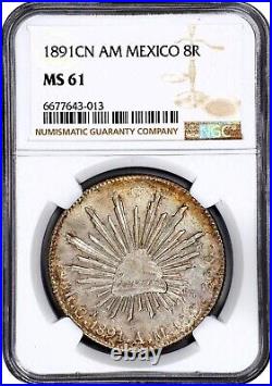 MEXICO CULIACAN 1891-CnAM 8 REALES UNCIRCULATED COIN, NGC CERTIFIED MS61