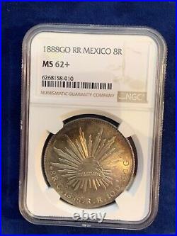 MEXICO GUANAJUATO MINT 1888-GoRR 8 REALES UNCIRCULATED COIN CERTIFIED NGC MS62+
