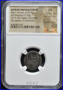 Marc Antony, 30 Bc, Ar Denarius, Ngc Certified, (332)