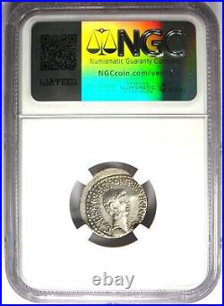 Marc Antony and Octavian AR Denarius Silver Coin 41 BC Certified NGC XF (EF)