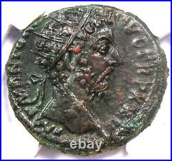 Marcus Aurelius AE Dupondius Copper Roman Coin 161 AD Certified NGC AU