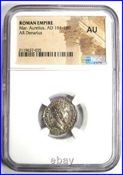 Marcus Aurelius AR Denarius Silver Roman Coin 161-180 AD Certified NGC AU