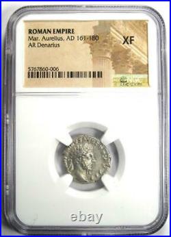 Marcus Aurelius AR Denarius Silver Roman Coin 161-180 AD Certified NGC XF (EF)