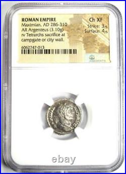 Maximian AR Argenteus Silver Coin 286-310 AD Certified NGC Choice XF (EF)