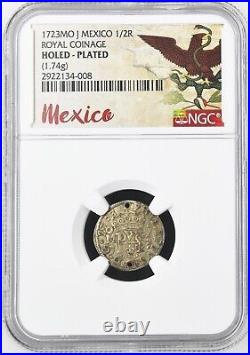 Mexico 1/2 Real Mo J 1723, Philip V, Presentation Issue. NGC Certified. KM# 24