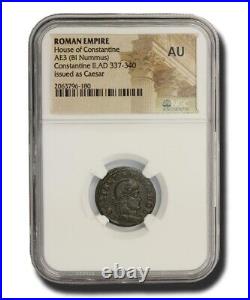 NGC AU Roman AE of Constantine II (AD 316-340) NGC Certified Almost Uncirculated