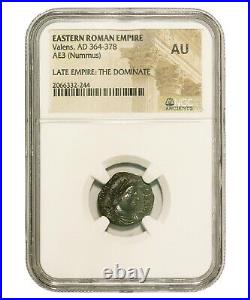 NGC AU Roman AE of Valens AD364-378 ALMOST UNCIRCULATED NGC Certified Roman Coin
