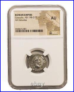 NGC (AU) Roman AR Denarius of Caracalla AD198 217 NGC Ancients Certified