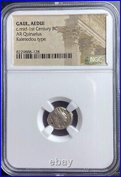 NGC Celtic Aedui Tribe Certified Ancient Silver Coin 1st Century BC Gaul Genuine