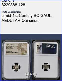 NGC Celtic Aedui Tribe Certified Ancient Silver Coin 1st Century BC Gaul Genuine