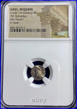 NGC Celtic Sequani Tribe 70BC-50BC Silver Coin Certified Gaul Genuine Ancient