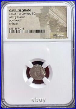 NGC Celtic Sequani Tribe 70BC-50BC Silver Coin Certified Gaul Genuine Ancient