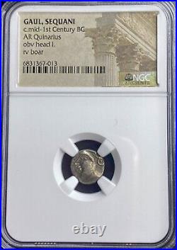 NGC Celtic Sequani Tribe 70BC-50BC Silver Coin Certified Gaul Genuine Ancient