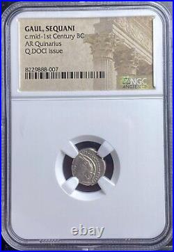 NGC Celtic Sequani Tribe Coin 57BC-50BC Certified Gaul Genuine Ancient Silver