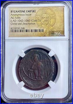 NGC Certified Ancient Byzantine Empire Coin 1042-1060 AD Jesus Christ Follis