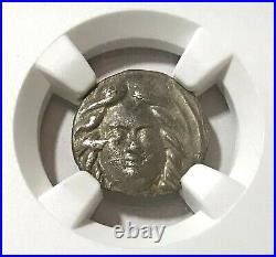 NGC Certified, Ancient Greek, Caria, Rhodes, 205-190 BC. AR Drachm, Helios, Rose