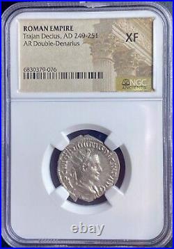 NGC Certified Ancient Roman Coin Emperor Trajan Decius 249-251AD Silver Denarius