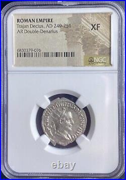 NGC Certified Ancient Roman Coin Emperor Trajan Decius 249-251AD Silver Denarius