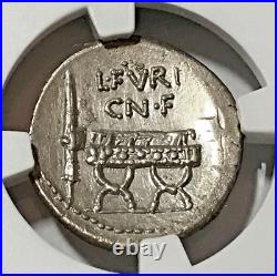 NGC Certified Coin Ancient Roman Republic L. Fur. Brocchus AR Denarius. C. 63 BC