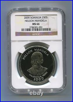 NGC Certified MS 66 Somalia 2000 Nelson Mandela 250 Shillings Rare Coin