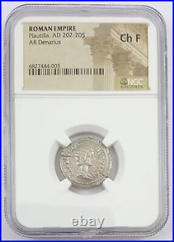 NGC Certified Silver Plautilla Antoninianus Coin in CH-F Condition