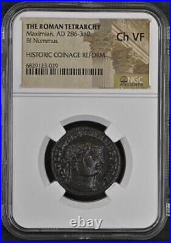 NGC Ch VF AE1 / Nummus of Maximian AD286-310 NGC Ancients Certified Roman Bronze