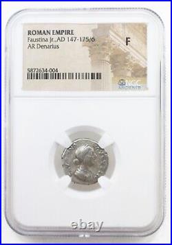 NGC F Roman AR Denarius Faustina Jr. AD 147- 175/6 NGC Ancients Certified Fine