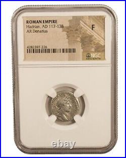NGC (F) Roman AR Denarius Hadrian AD 117 138 NGC Certified Ancient Roman
