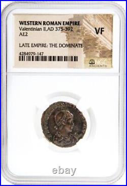 NGC VF Roman AE2 of Valentinian II AD375 392 VERY FINE NGC Ancients Certified