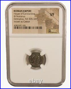 NGC VF Roman AE3/4 of Delmatius (AD 335 -337) VERY FINE NGC Ancients Certified