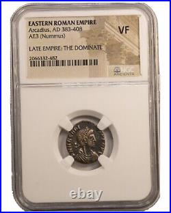 NGC VF Roman AE3 of Arcadius (AD383 408) NGC Ancients Certified VERY FINE