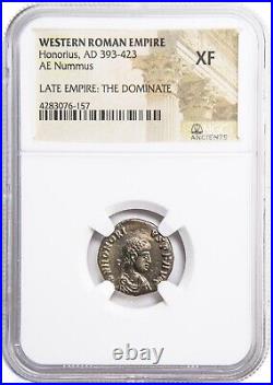 NGC XF Roman AE3 of Honorius AD393- 423 NGC Ancients Certified EXTREMELY FINE