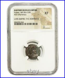 NGC (XF) Roman AE3 of Valens (AD 364 -378) NGC Ancients Certified Nummus Coin